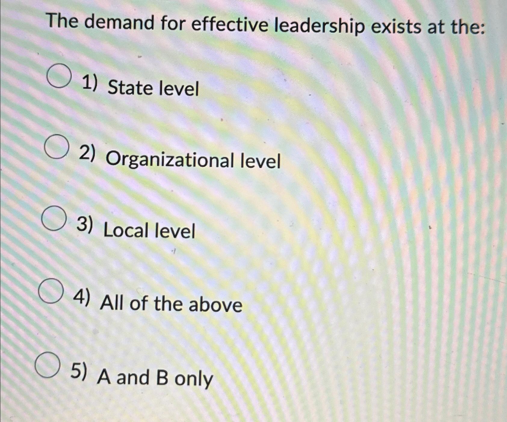 Solved The demand for effective leadership exists at | Chegg.com