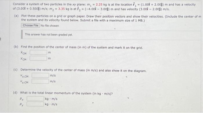 Solved Consider a system of two particles in the xy plane: | Chegg.com