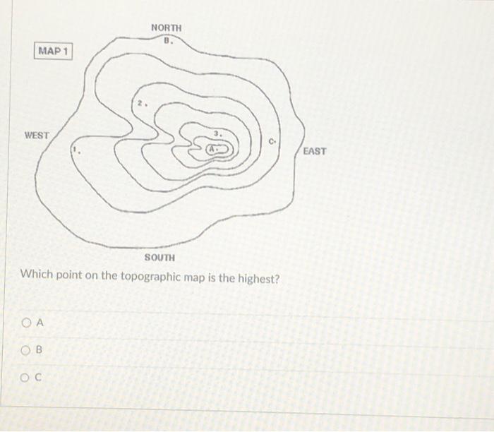 Solved Which point on the topographic map is the
