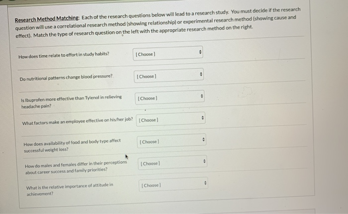 match each characteristic to either correlational or experimental research