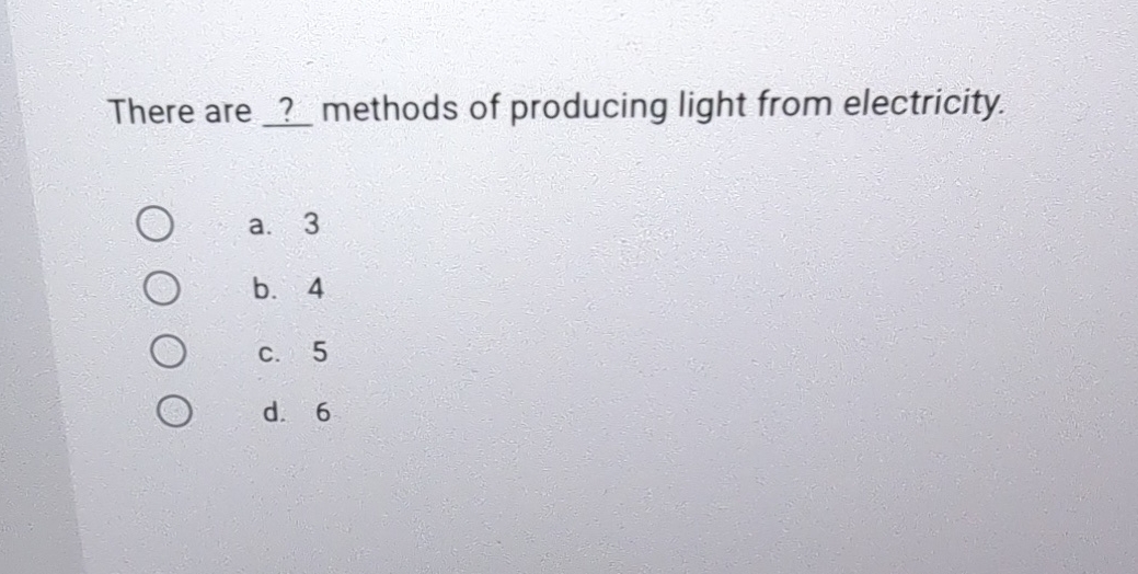 Producing Light Answer Key There are ? methods of producing light from | Chegg.com