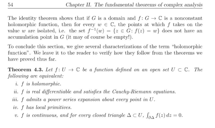 Solved 68 Chapter II. The fundamental theorems of complex | Chegg.com