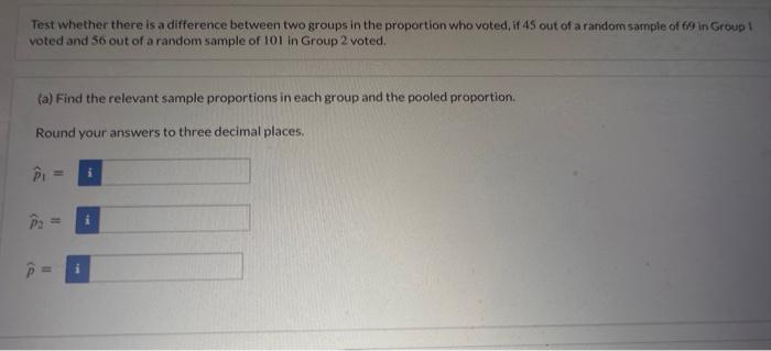 Solved Test whether there is a difference between two groups | Chegg.com