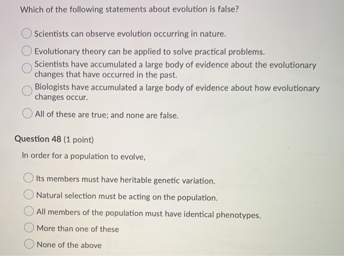 Which Statement Is Accurate About Evolution Solved Which of the following statements about evolution is | Chegg.com