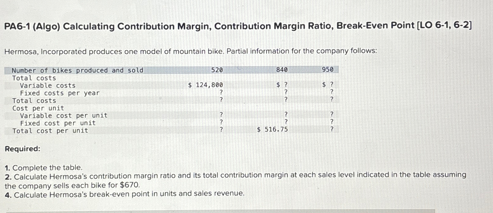 Solved PA6-1 (Algo) ﻿Calculating Contribution Margin, | Chegg.com