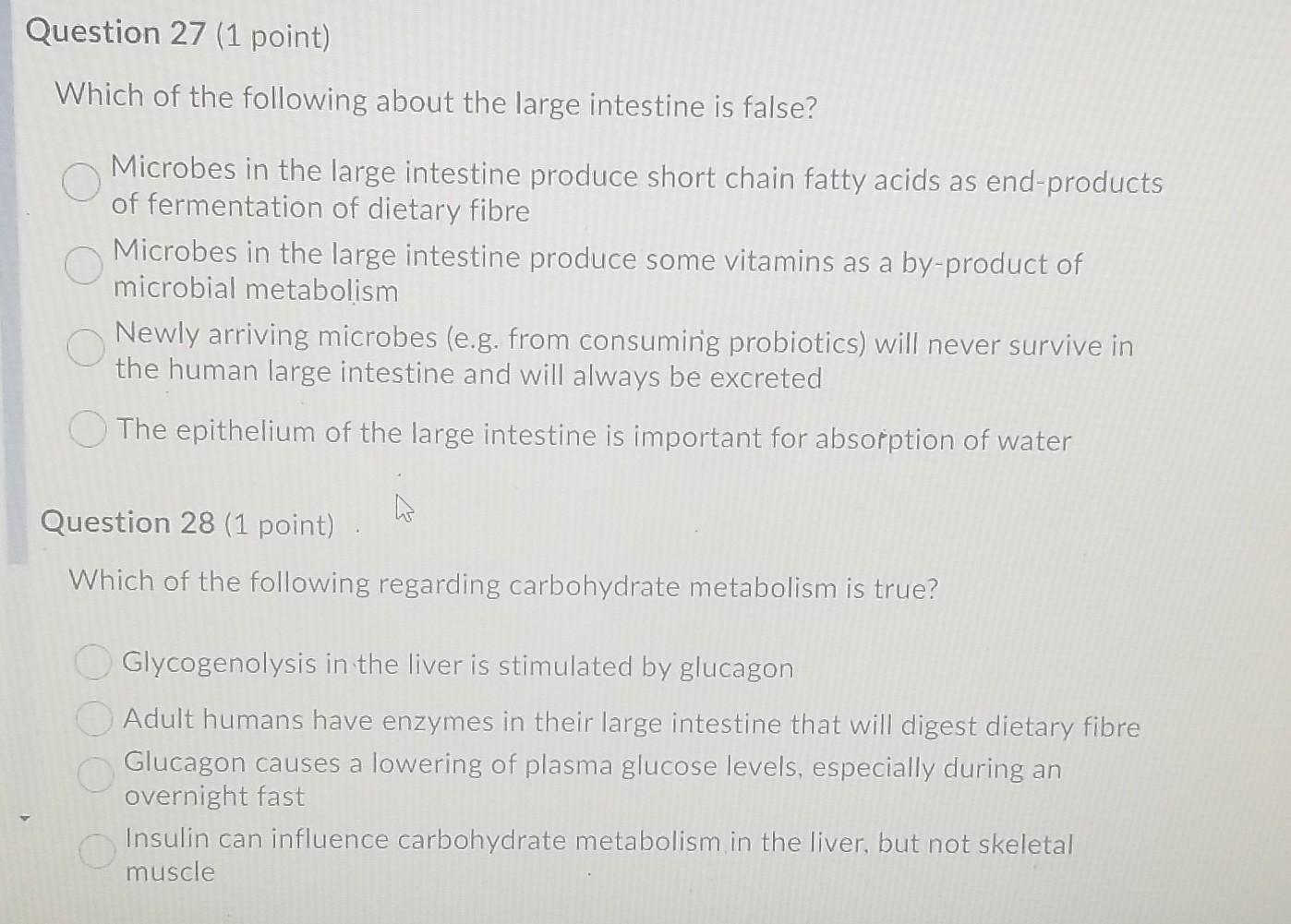 Solved Question 27 (1 point) Which of the following about | Chegg.com