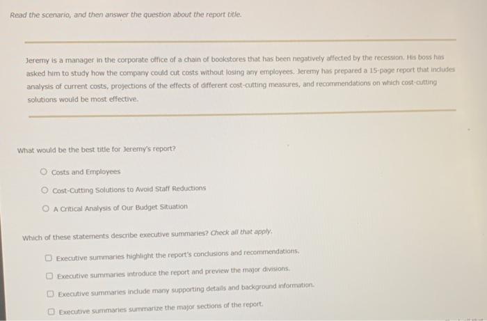 Solved Read the scenario, and then answer the question about | Chegg.com