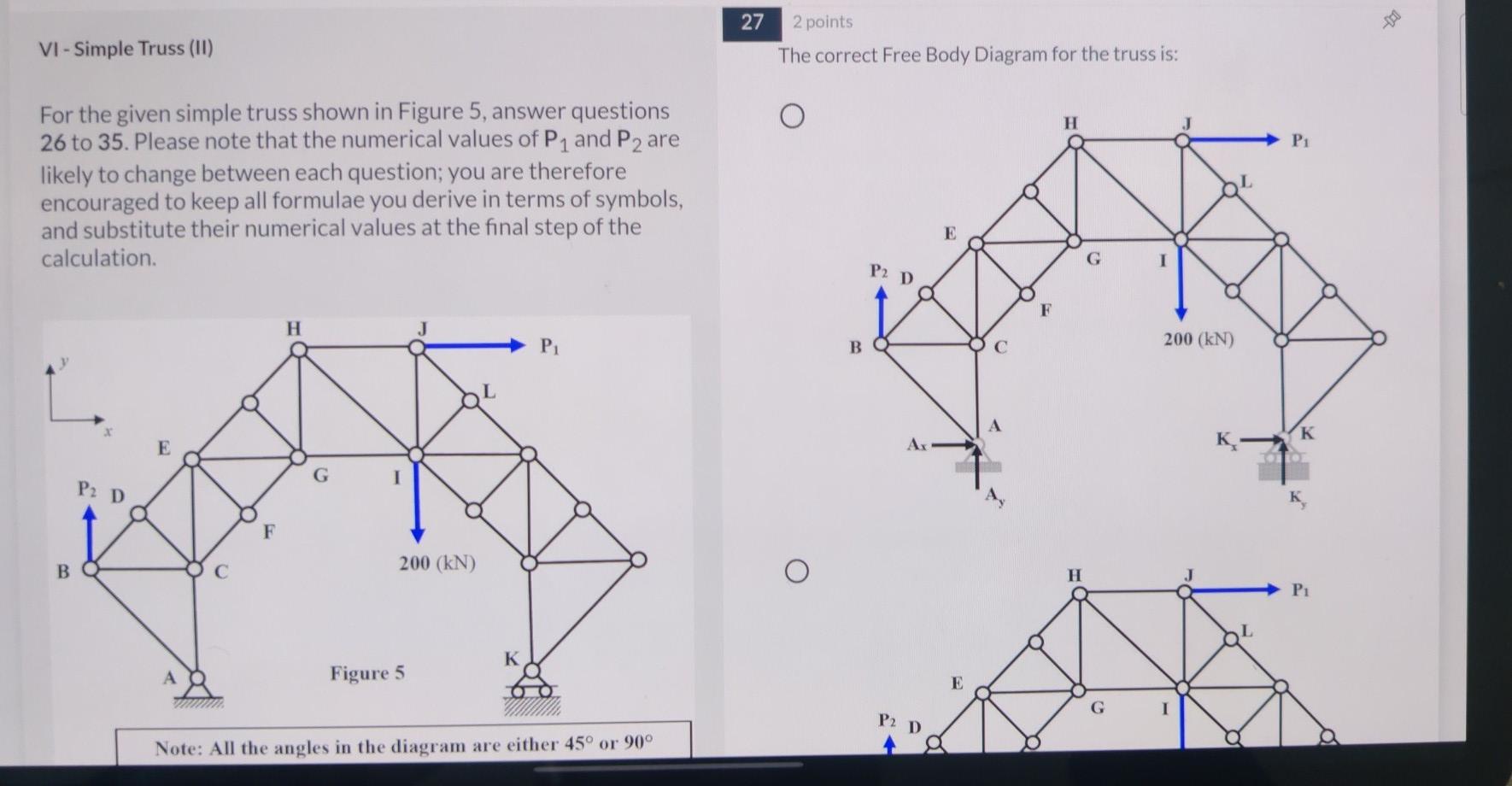 Solved 27 VI - Simple Truss (11) 2 points The correct Free | Chegg.com