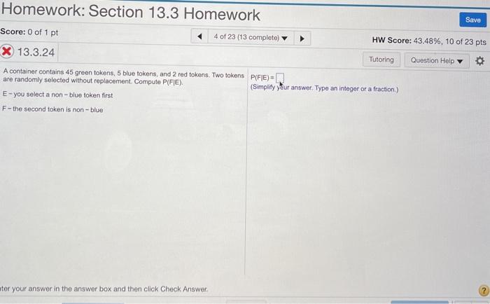 Solved Homework: Section 13.3 Homework Save Score: 0 of 1 pt | Chegg.com