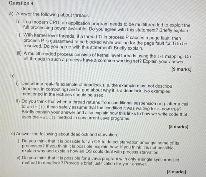 Solved Operating systemconcurrency and threaddeadlocksplease | Chegg.com