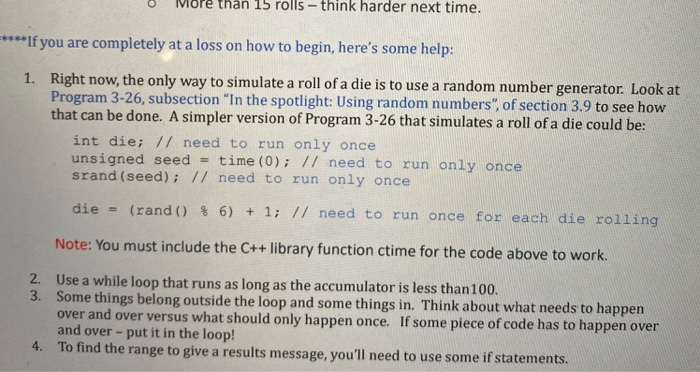 Solved II. Roll a die Write a program that asks a user to | Chegg.com