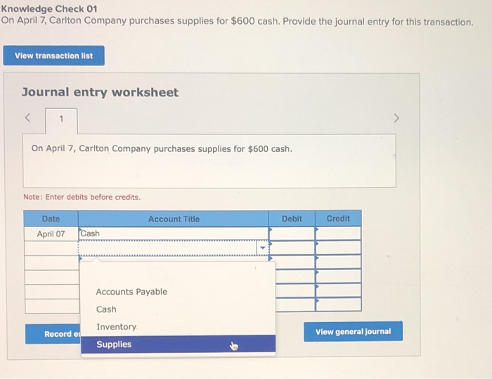 Solved Knowledge Check 01 On April 7, Carlton Company | Chegg.com
