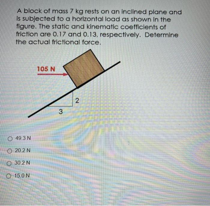 Solved A Block Of Mass 7 Kg Rests On An Inclined Plane And | Chegg.com