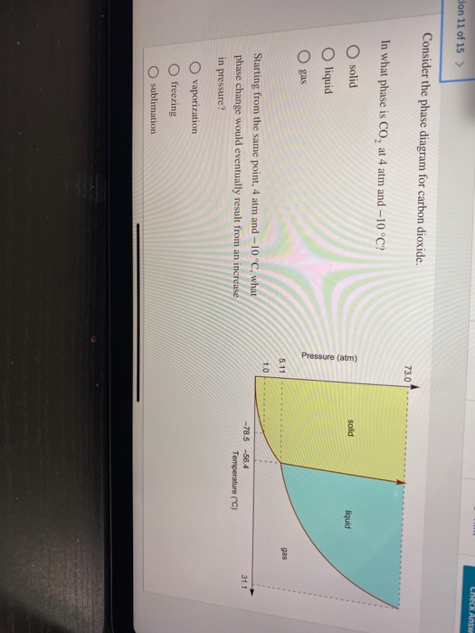 Solved Lheck Answ cion 11 of 15 > Consider the phase diagram | Chegg.com