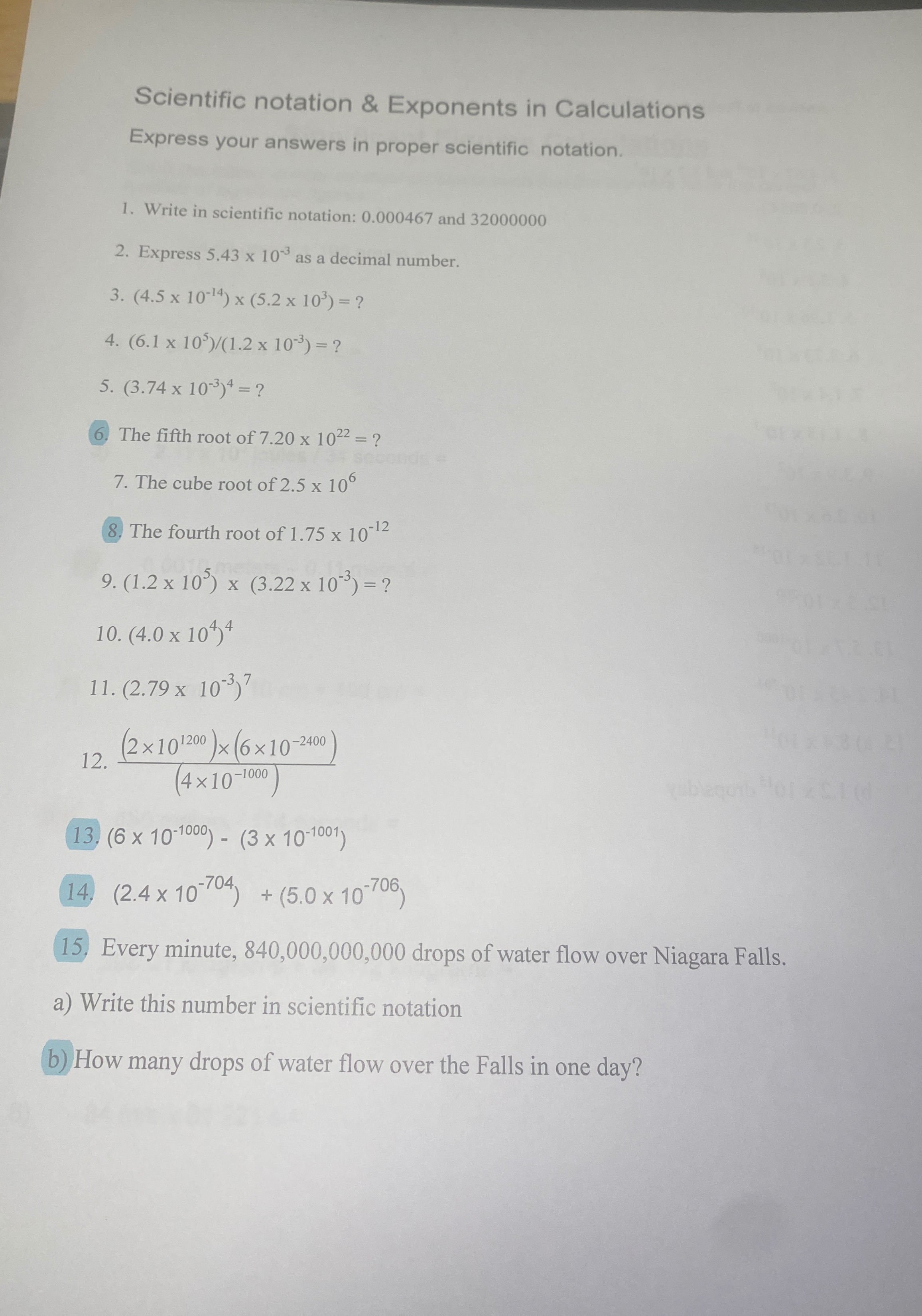 Solved Scientific notation & Exponents in | Chegg.com
