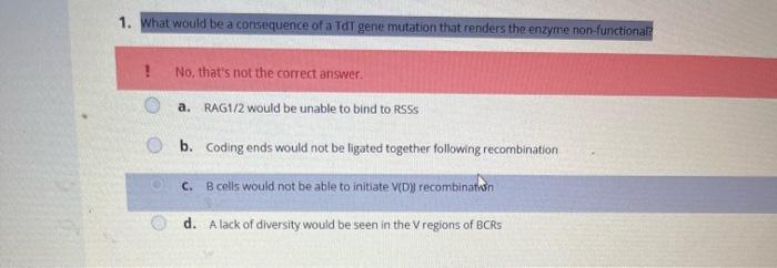 Solved What would be a consequence of a Tdt gene mutation | Chegg.com
