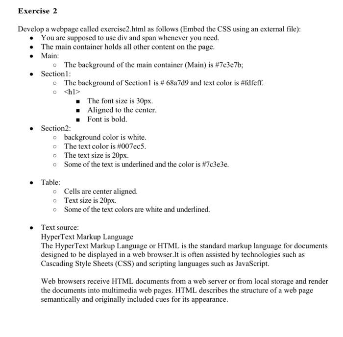 Solved Develop A Webpage Called Exercise2.html As Follows | Chegg.com