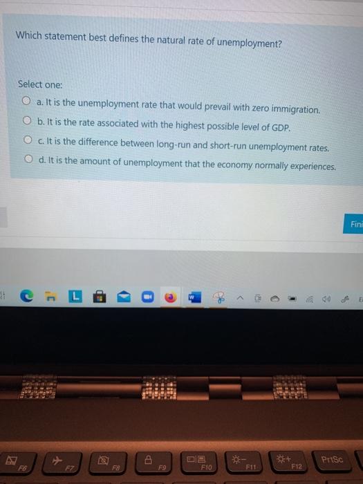 Solved Which Statement Best Defines The Natural Rate Of Chegg