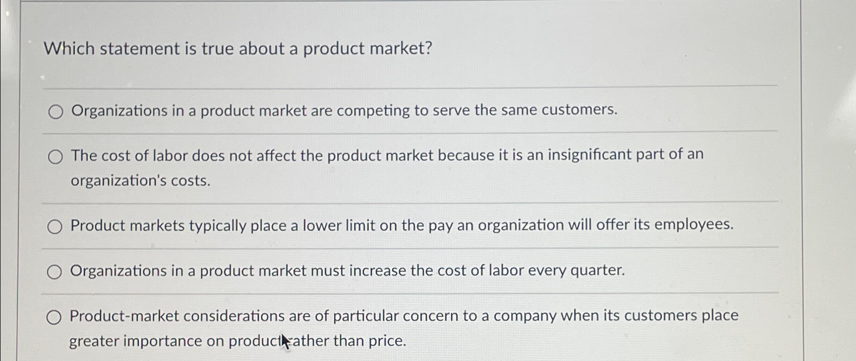 Solved Which statement is true about a product | Chegg.com