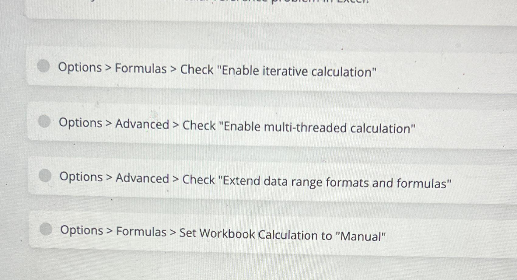 Solved Options > ﻿Formulas > ﻿Check "Enable iterative