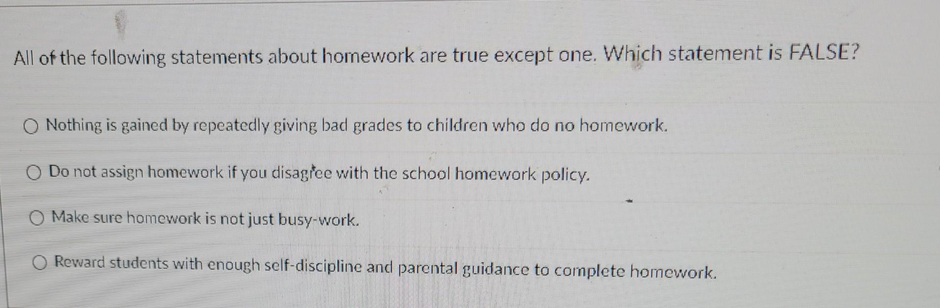 all of the following are examples of homework except