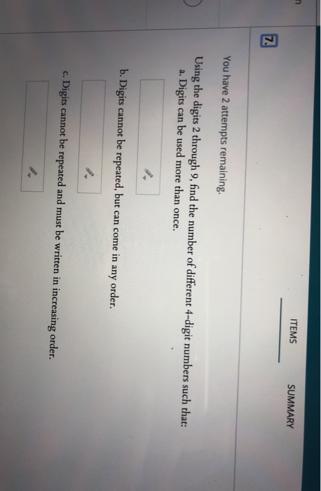 Solved am finished ITEMS SUMMARY You have | Chegg.com