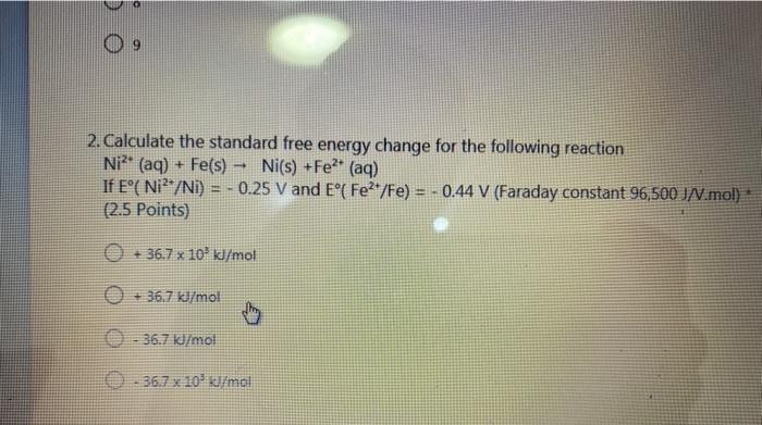 Solved - 2. Calculate the standard free energy change for | Chegg.com