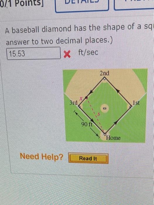 Solved a baseball diamond has the shape of a sqaure with | Chegg.com