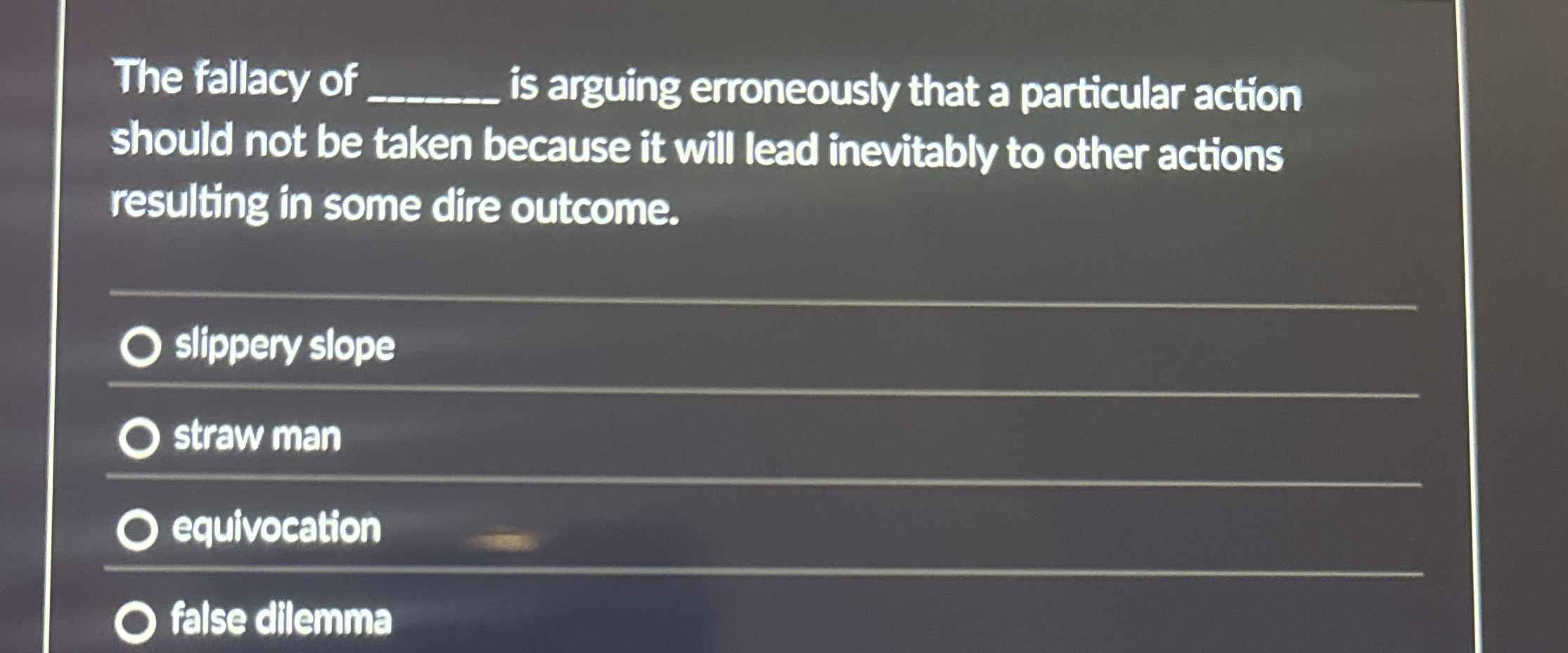 The fallacy of q, ﻿is arguing erroneously that a | Chegg.com