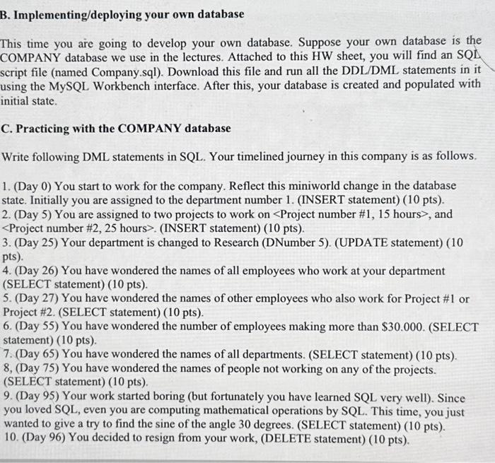 Solved B. Implementing/deploying Your Own Database This Time | Chegg.com