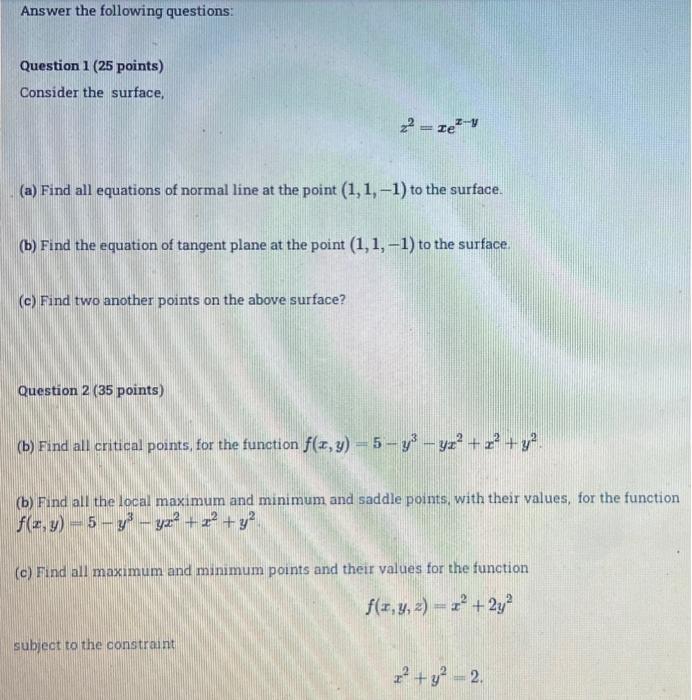 Solved Answer the following questions: Question 1 (25 | Chegg.com