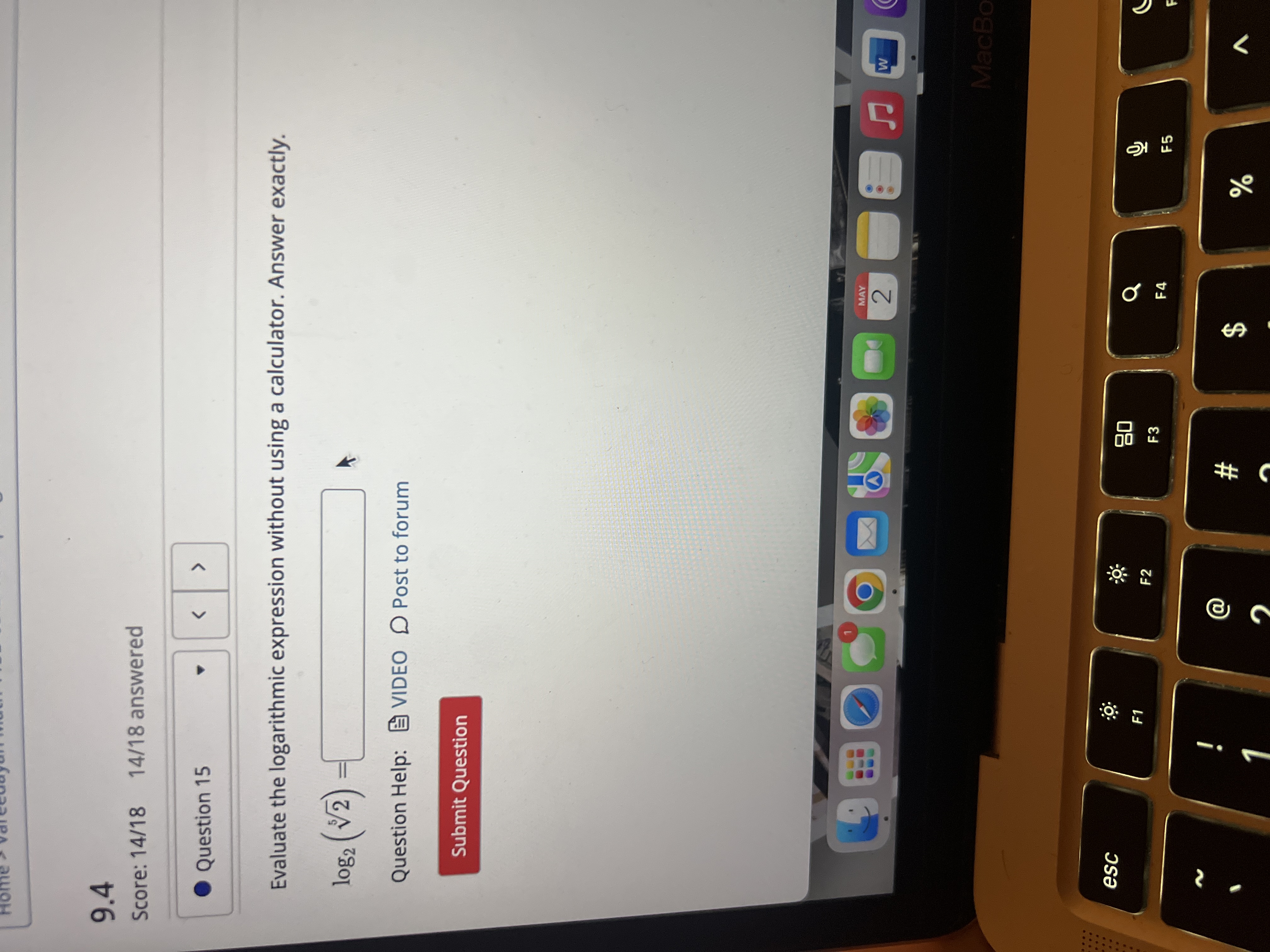 Solved Evaluate the logarithmic expression without using a | Chegg.com