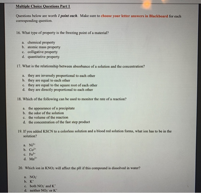 Solved Multiple Choice Questions Part 1 Questions below are | Chegg.com