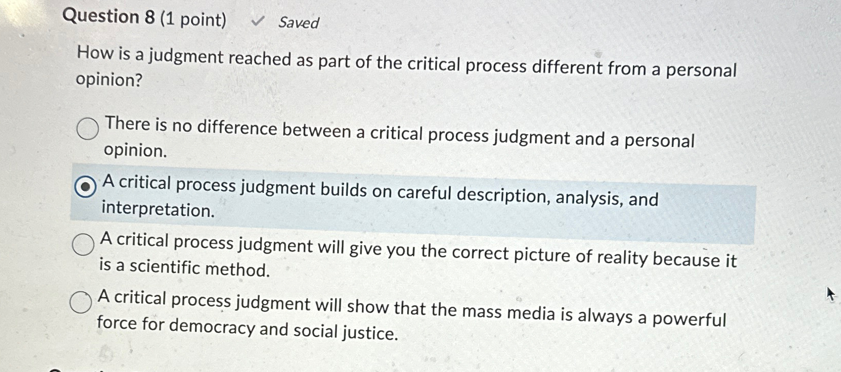 Solved Question 8 (1 ﻿point) ﻿SavedHow is a judgment | Chegg.com
