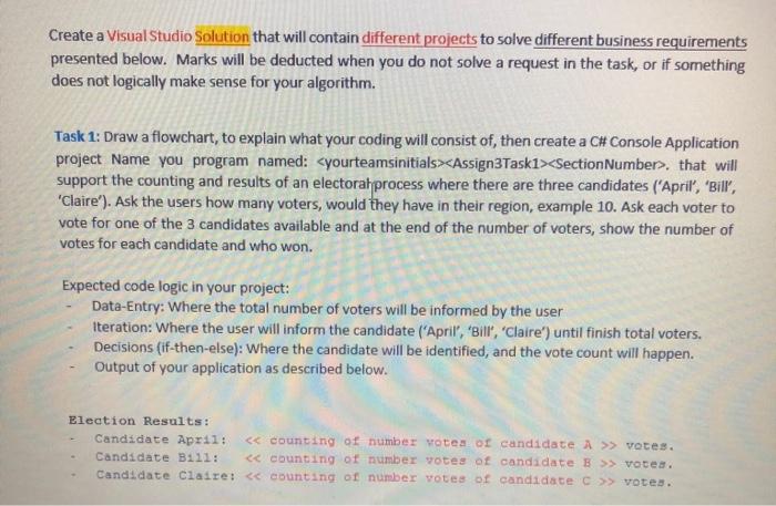Solved Create a Visual Studio Solution that will contain | Chegg.com