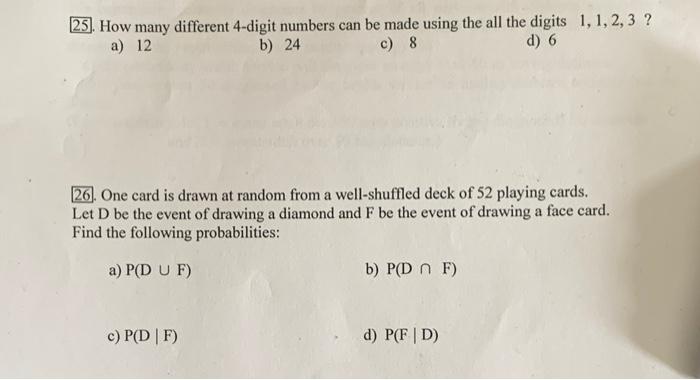 Solved 25 How many different 4 digit numbers can be made Chegg com