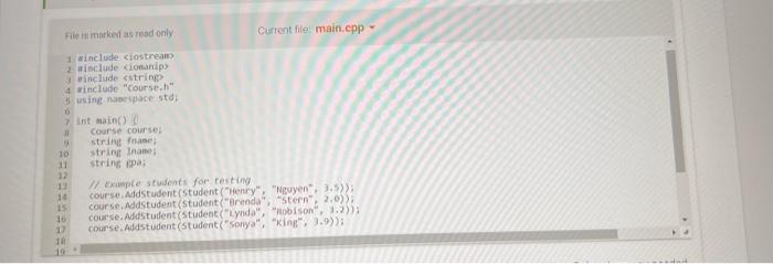 Solved File is marised at read only Curnent fie Studenticpp | Chegg.com