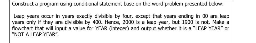 Solved Construct a program using conditional statement base | Chegg.com