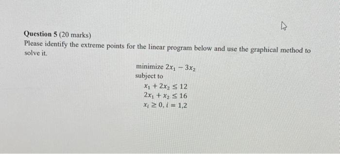Solved Question 5 (20 marks) Please identify the extreme | Chegg.com
