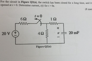 Solved For the circuit in Figure Q2(a), ﻿the switch has been | Chegg.com