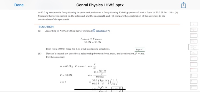 Solved Genral Physics HW2.pptx Done A 60.0 kg astronaut is | Chegg.com