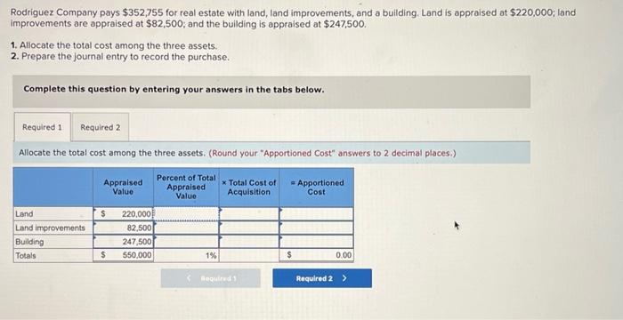 Solved Rodriguez Company pays $352,755 for real estate with | Chegg.com