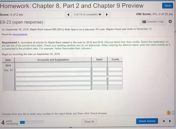 Solved Save Homework: Chapter 8, Part 2 and Chapter 9 | Chegg.com