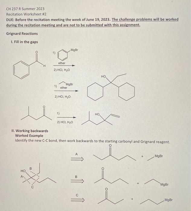 Solved CH 237 R Summer 2023 Recitation Worksheet H2 DUE: | Chegg.com