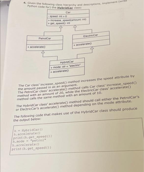 Solved 4. Given the following class hierarchy and | Chegg.com