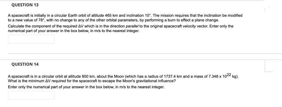 Solved hi, this question is from spacecraft systems | Chegg.com