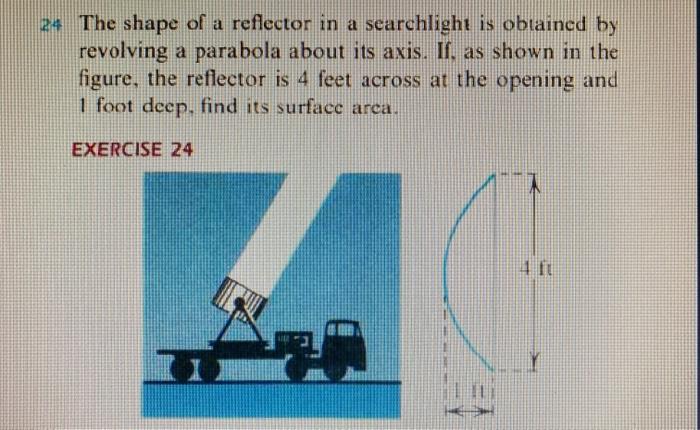 Solved 24. The shape of a reflector in a searchlight is | Chegg.com