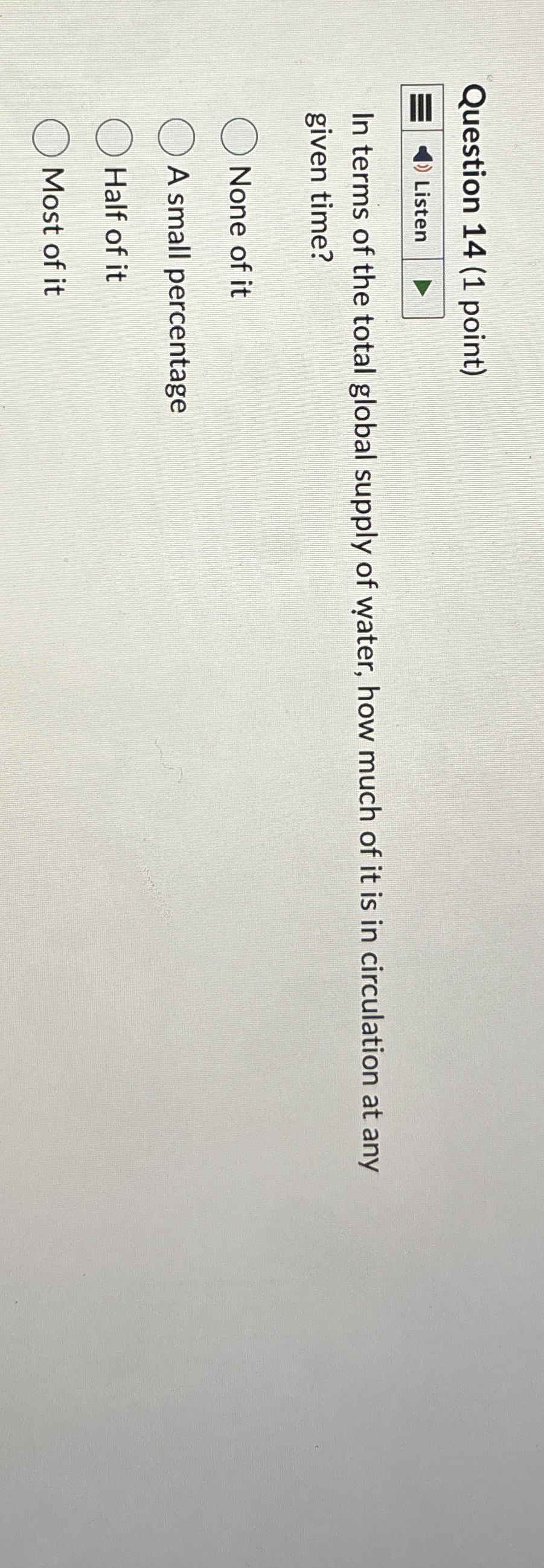 Solved Question 14 (1 ﻿point)ListenIn terms of the total | Chegg.com