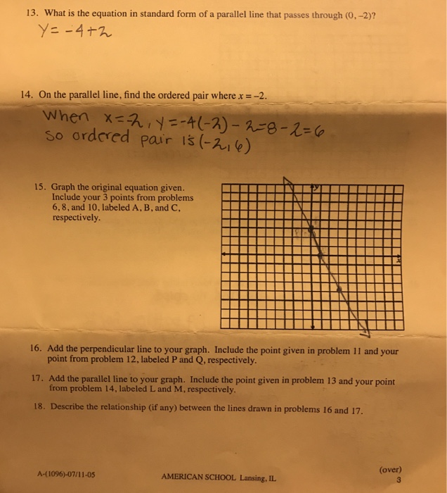 Solved 13. What is the equation in standard form of a | Chegg.com