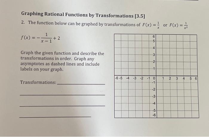 Solved Graphing Rational Functions By Transformations [3.5] | Chegg.com